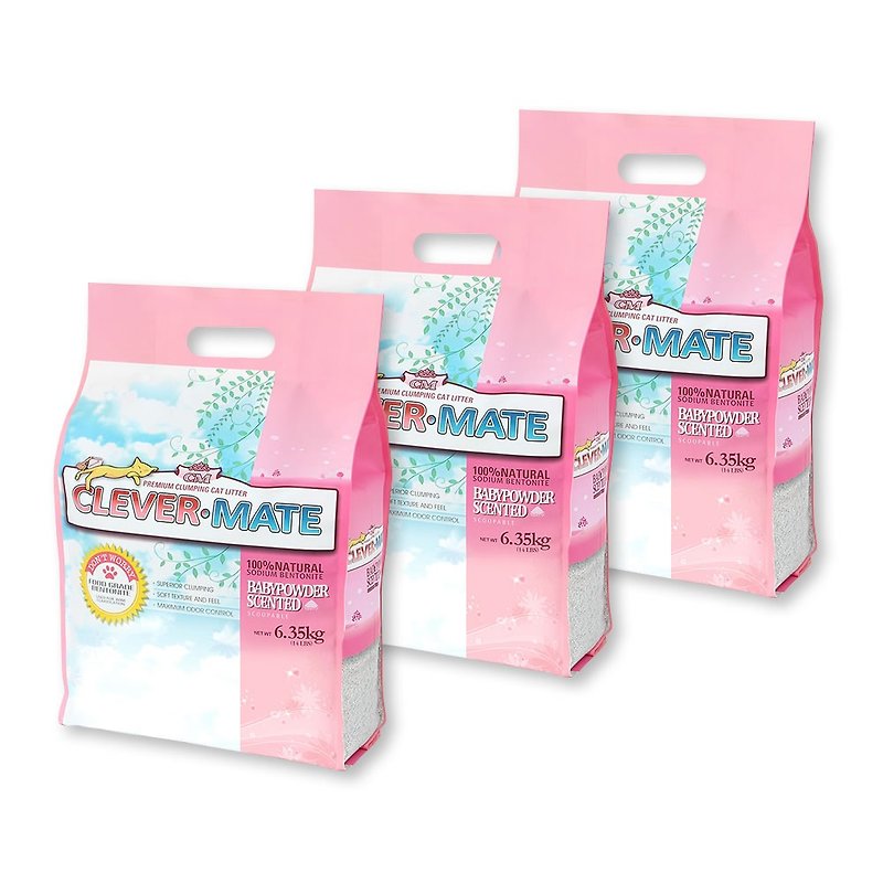 Natural bentonite + deodorant + antibacterial cat litter - light baby flower (6.35 kg x 3 pack) - Cleaning & Grooming - Other Materials Pink