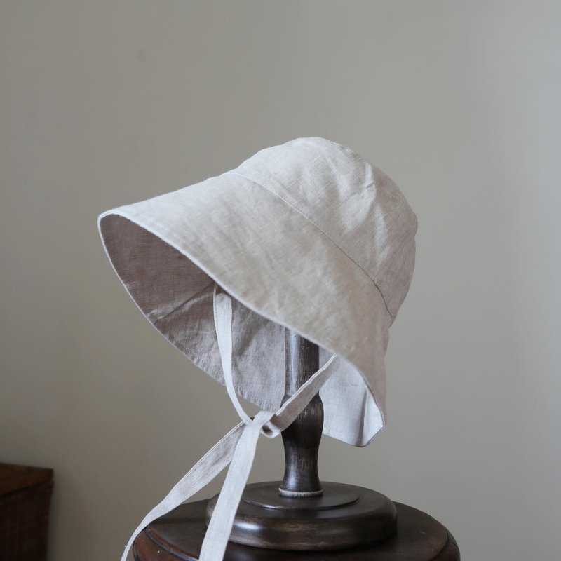 Linen Wide Brim Bucket Hat | Wide Brim Version - หมวก - ผ้าฝ้าย/ผ้าลินิน 