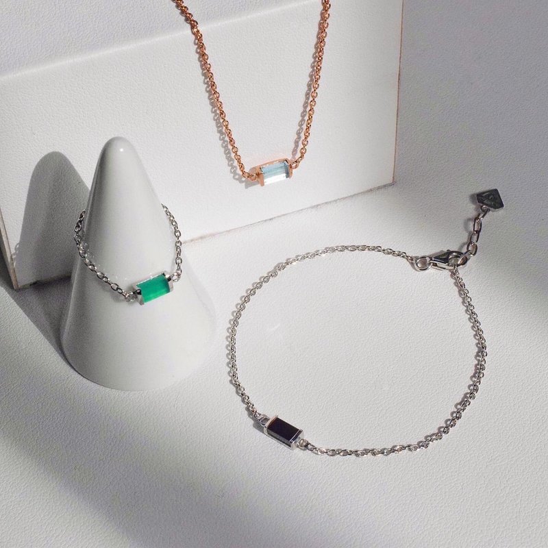 Onyx baguette bracelet #minimsignature B079 - 手鍊/手環 - 純銀 