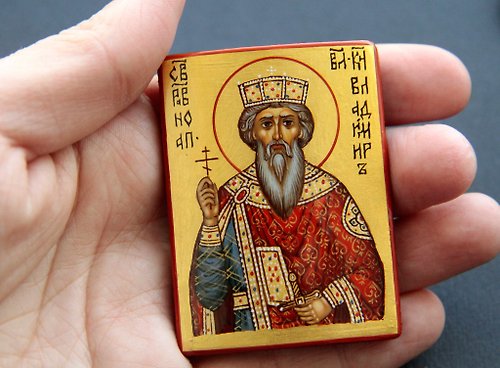 Orthodox small icons hand painted orthodox wood icon Saint Equal-to-the-Apostles Prince Vladimir