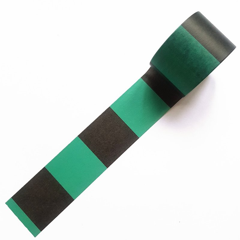 mt Wamon Masking Tape 30mm / Ichimatsu Black x Green (MT01K1939) - Washi Tape - Paper Green