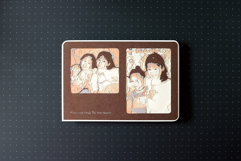 似顔絵型紙彫刻カード (多層 - 角丸) カスタマイズギフト (誕生日/結婚/カップル) - カード・はがき - 紙 