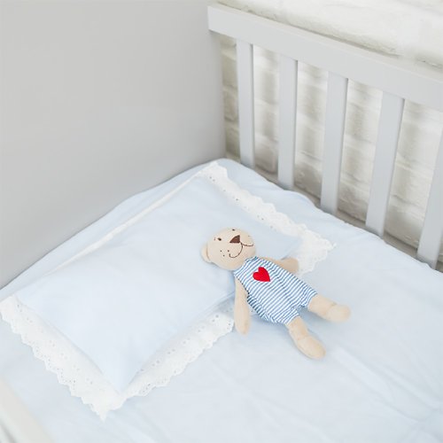 MARURU 日本手作 • 六層紗 嬰兒藍 床單 / 枕套-分售