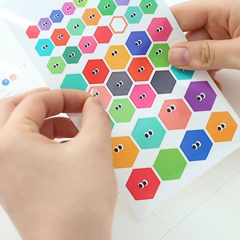 Livework-Somsom Geometric Sticker Set - Hexagon, LWK37453 - สติกเกอร์ - กระดาษ หลากหลายสี