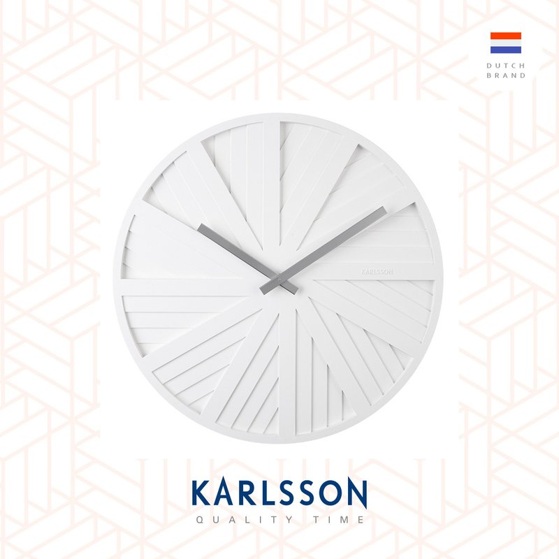 荷蘭Karlsson wall clock 40cm Slides white 設計師掛鐘 - 時鐘/鬧鐘 - 塑膠 白色