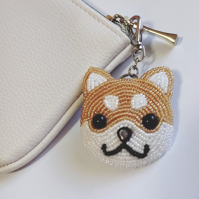 Shiba Inu Garnet Nose Charm, Bag Charm, Keychain - พวงกุญแจ - วัสดุอื่นๆ สีนำ้ตาล