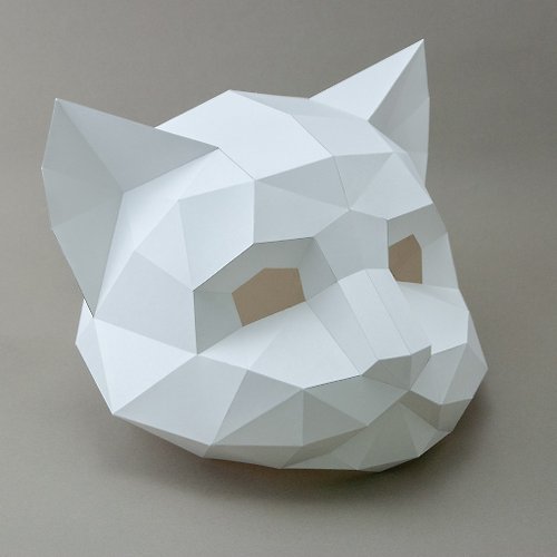問創 Ask Creative DIY手作3D紙模型擺飾 面具系列 - 貓咪面具 (幼幼款)(4色可選)
