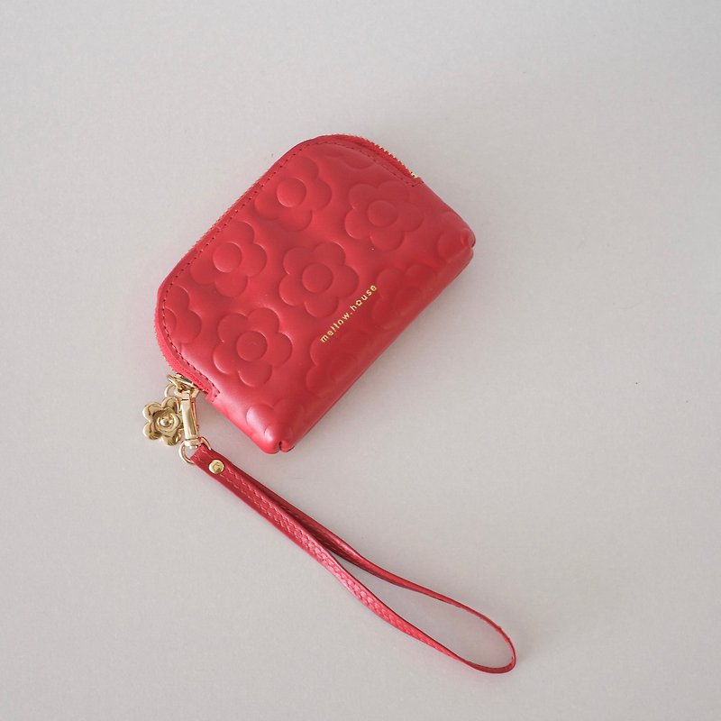 Mellow purse wallet, leather wallet  limited pattern with wristlet - Wallets - Genuine Leather Red
