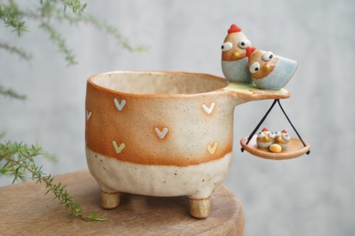 Cute cloud-shaped handmade ceramic mug. - Shop cher's pottery Cups - Pinkoi