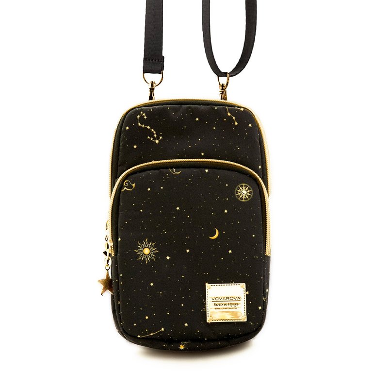 VOVAROVA 2-Zip Sling bag - Starry Night - กระเป๋าแมสเซนเจอร์ - ไฟเบอร์อื่นๆ สีดำ