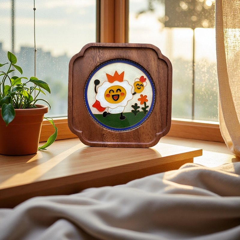 掐絲琺瑯小托盤-雞蛋國王 | 手工掐絲 琺瑯藝術 壺托杯墊原創禮品 - 擺飾/家飾品 - 木頭 