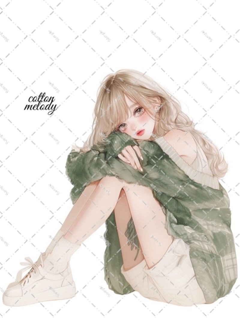 original sticker no.7160 人物ステッカー オリジナルステッカー 人物ステッカー 女の子ステッカー オリジナル人物ステッカー - 貼紙 - 紙 