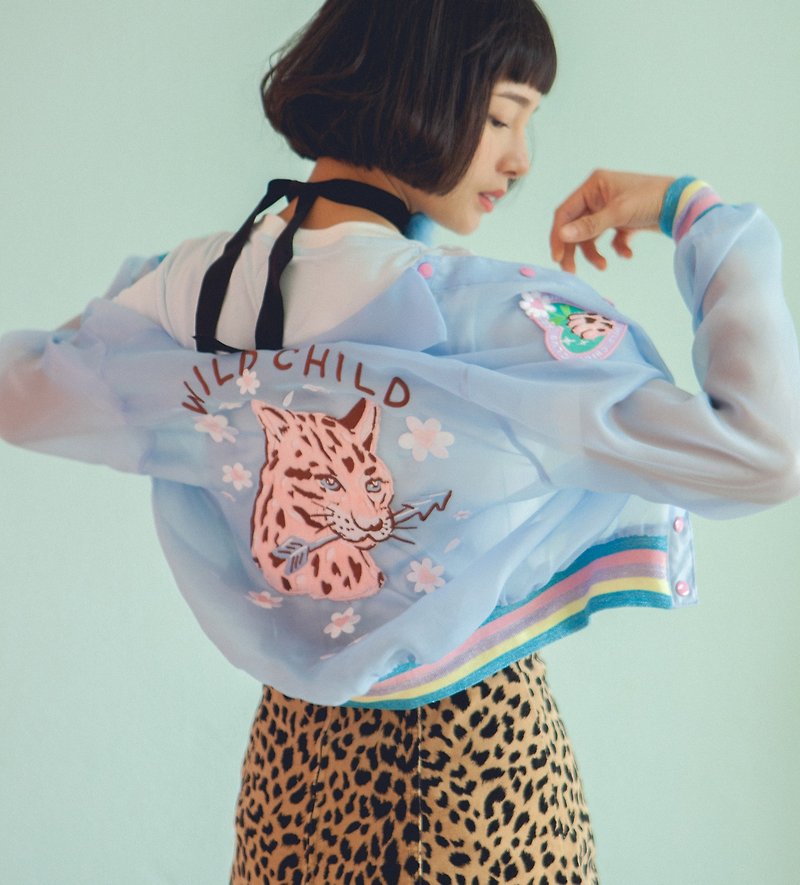 Wild Child Bomber Jacket (Blue). - Women's Tops - Other Materials Blue