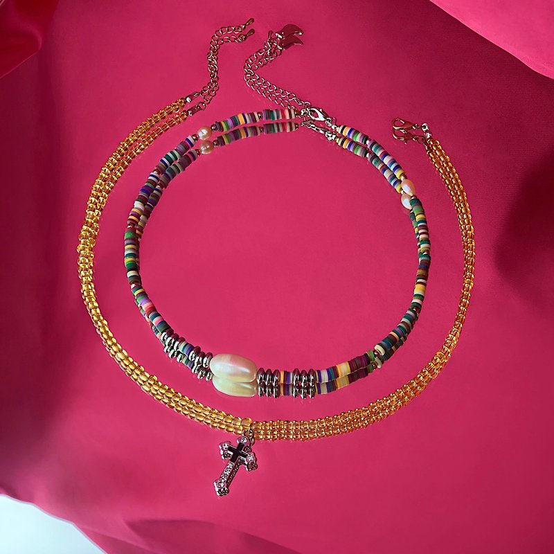 【Lucky Bag】Hazel beaded necklace - 項鍊 - 其他材質 多色