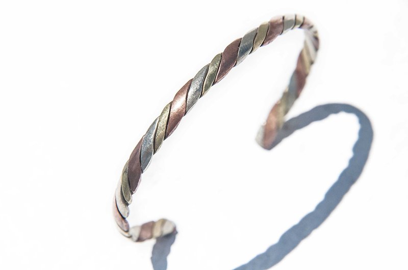 Handmade Bronze Bracelet / Bronze Bracelet / Bronze Bracelet / Handmade Bracelet / Ethnic Bracelet - Convex Twist Weave - Bracelets - Copper & Brass Multicolor