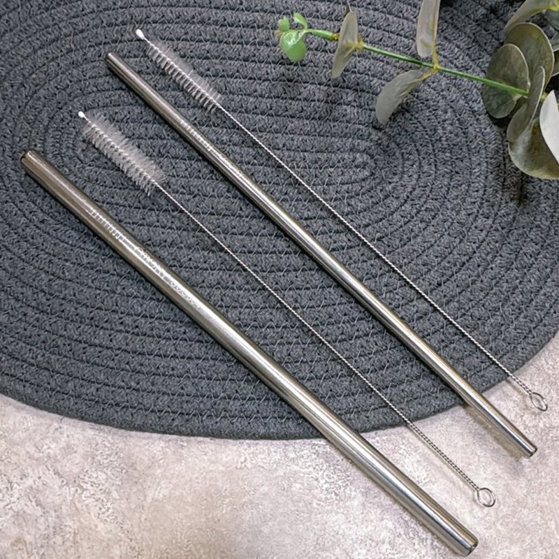 【OMORY】304 Stainless Steel straw 30CM (with brush) extra long straw - Reusable Straws - Other Materials 