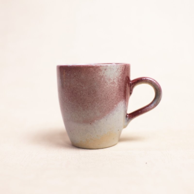 明雅窯 l 薪焼ブロンズレッドホワイト両開きコーヒーカップ ハンドルカップ エスプレッソコーヒー 陶器カップ - マグカップ - 陶器 ピンク