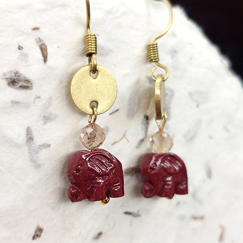 Lucky Elephant Earrings | Purple Gold Cinnabar | Anderson Feldspar | - Earrings & Clip-ons - Crystal 