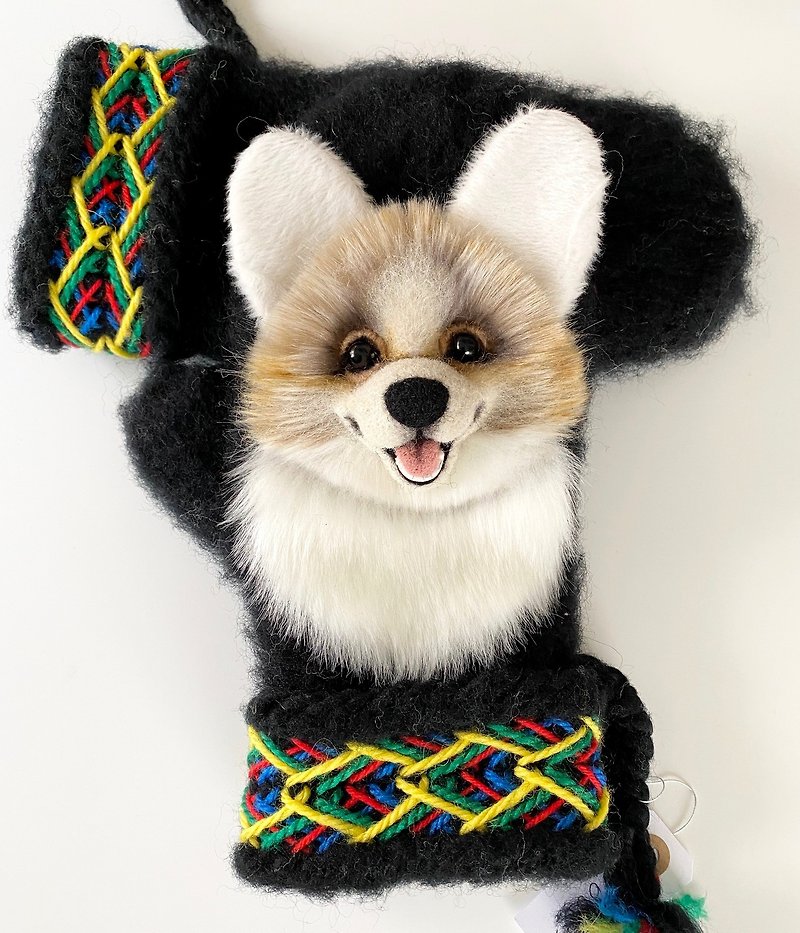 PDF tutorial. Instructions for creating Welsh Corgi applications for mittens - Knitting, Embroidery, Felted Wool & Sewing - Other Materials Black