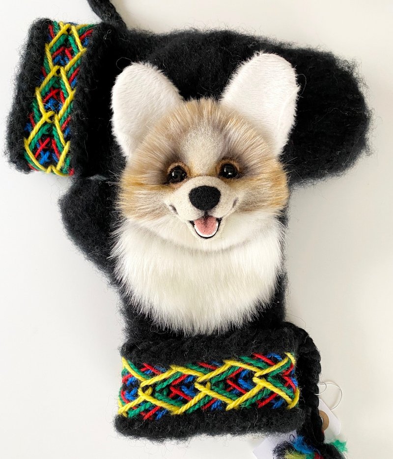 PDF tutorial. Instructions for creating Welsh Corgi applications for mittens - เย็บปัก/ถักทอ/ใยขนแกะ - วัสดุอื่นๆ สีดำ