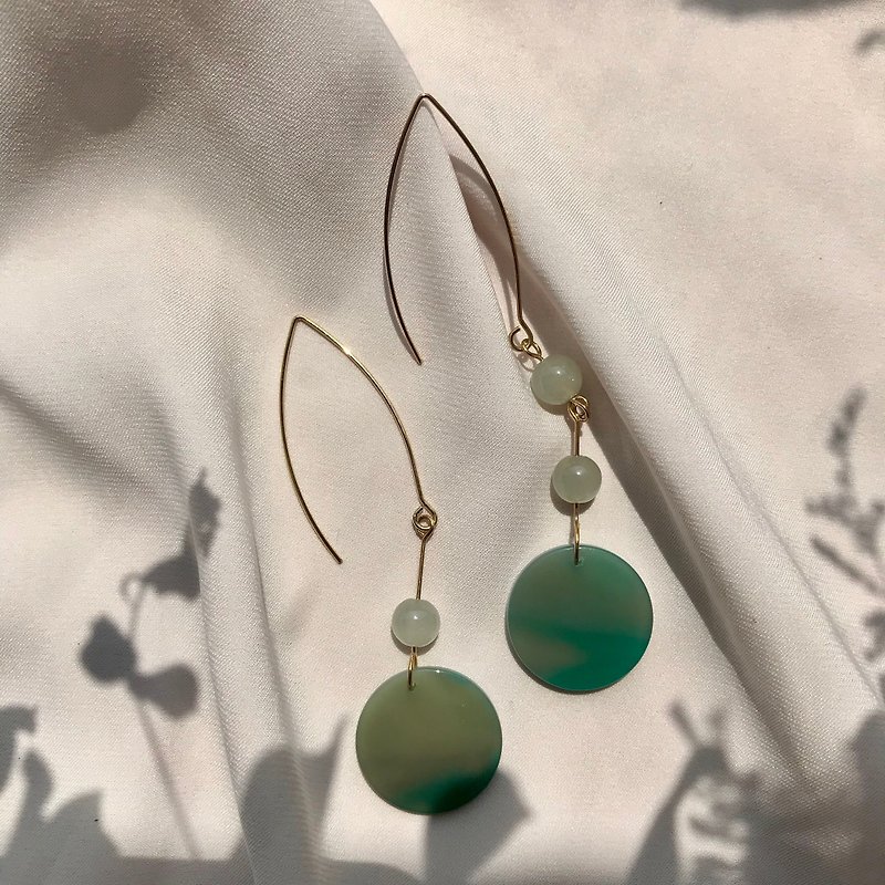 The evening series. Natural green amber jade earrings - Earrings & Clip-ons - Sterling Silver Green
