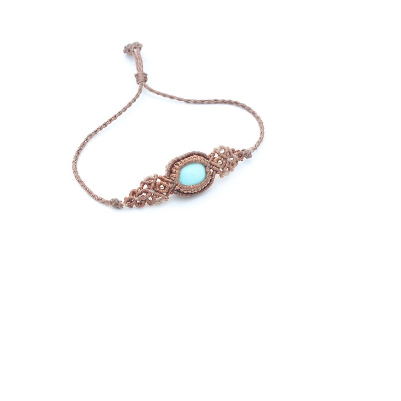 Natural stone retro pattern turquoise braided bracelet - Bracelets - Crystal Brown