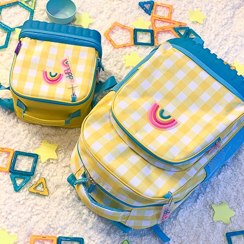 [Korean children's brand] oddBi - Happy Plaid LED Trolley Bag-Yellow - กระเป๋าเป้สะพายหลัง - พลาสติก สีเหลือง