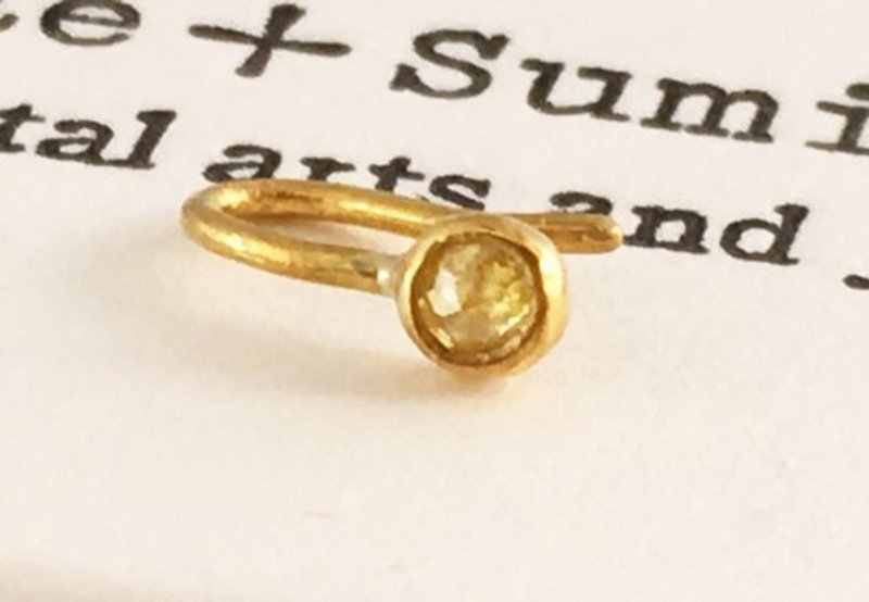 ローズカット天然イエロー・ダイアモンド 純金クリップピアス K24 Pure Gold+Diamond 片耳分 - 耳環/耳夾/耳骨夾 - 其他金屬 