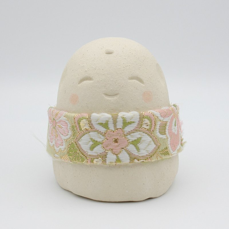 Handmade ceramic doll: Pink-cheeked Jizo - Items for Display - Pottery Khaki