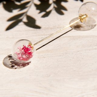 /森林局/植物オリジナルフレーバーグラスボールゴールデンブローチピン-赤い花+ピンクのカスミソウ+タンポポの森
