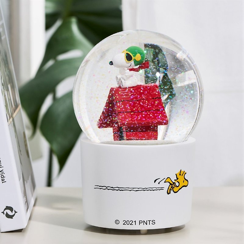 Snoopy史努比王牌飛行員 水晶球音樂盒花生漫畫生日聖誕交換情人 - 裝飾/擺設  - 玻璃 