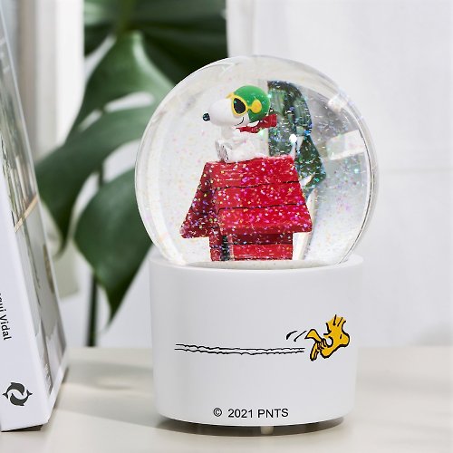 JARLL 讚爾藝術 Snoopy史努比王牌飛行員 水晶球音樂盒花生漫畫生日聖誕交換情人