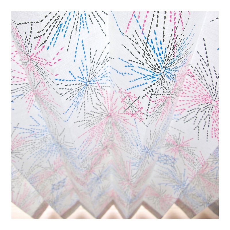 【Custom made curtains】(with lining) "Hanabi" Pink - Other - Cotton & Hemp Blue