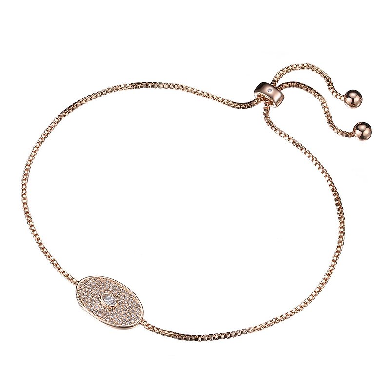 Starry oval micro-set diamond bracelet (two colors in total) - Bracelets - Copper & Brass Silver