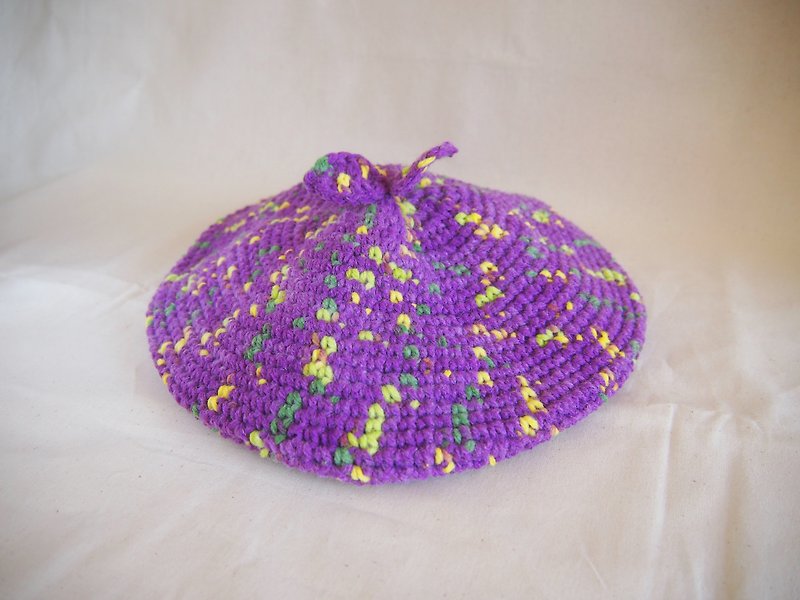 Purple grape - crochet beret - หมวก - ขนแกะ สีม่วง