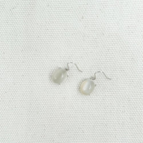 Hee jewelry合一輕珠寶 午茶系列 月光貓眼石 白18K金耳環 輕珠寶飾品