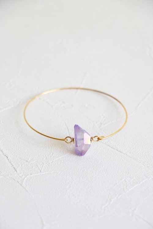 Vermeer Jewellery 天然水晶 天然晶石極簡手環 手鐲 手工銅線繞線手鐲 美國18k金銅線