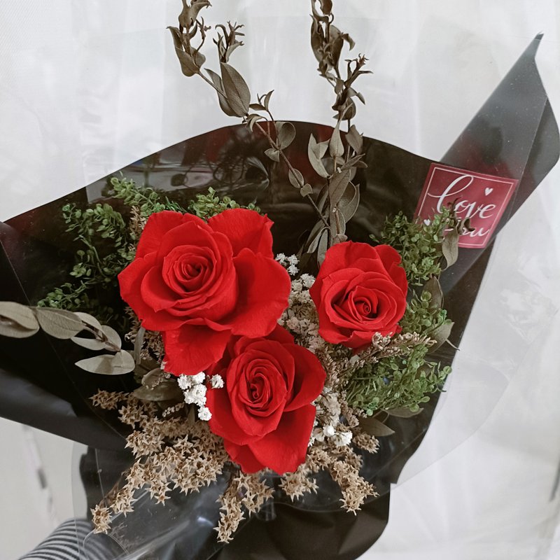 情人節經典紅粉永生玫瑰花束  求婚告白捧花外拍週年生日交換禮物 - 乾燥花/永生花 - 植物．花 多色