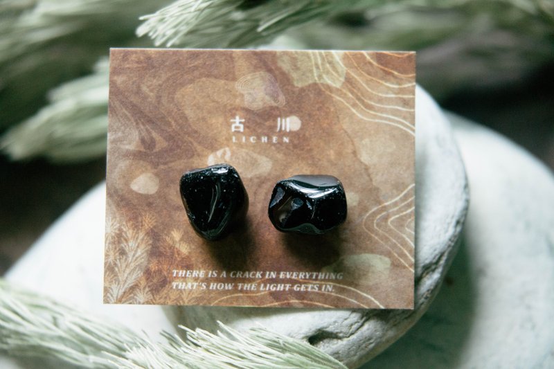 CRACK | 礦物系耳環 |  EARRINGS - 耳環/耳夾/耳骨夾 - 玉石 黑色