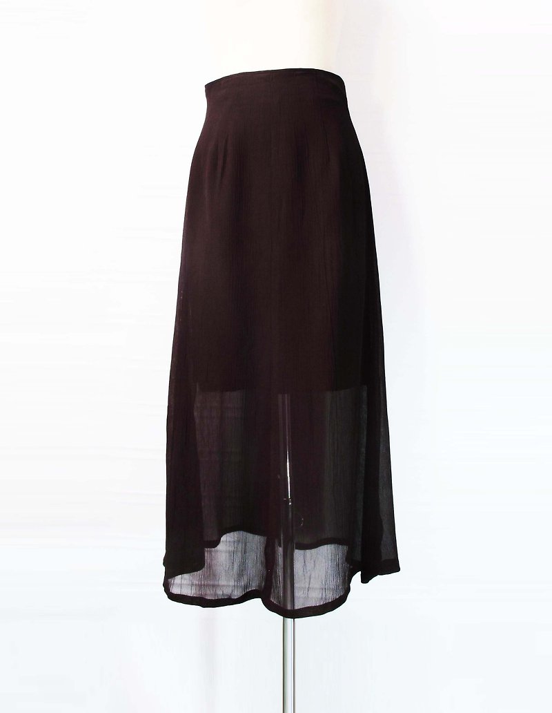 Wahr_ coffee chiffon dress - Skirts - Other Materials 