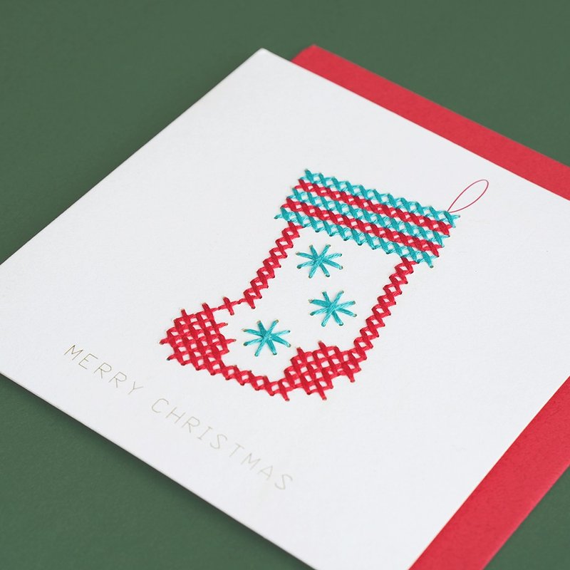 【Xmas Stocking】Christmas Laser Card Cross Stitch Kit | XiuCrafts - Cards & Postcards - Thread Multicolor