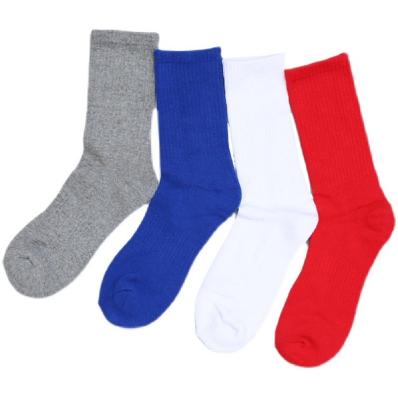 Classic color summer solid color towel bottom tall cotton socks for men and women - ถุงเท้า - ผ้าฝ้าย/ผ้าลินิน หลากหลายสี