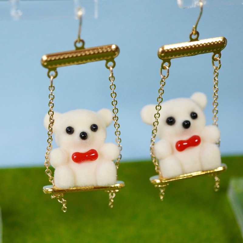 Swing Bear Clip-On - ต่างหู - โลหะ ขาว