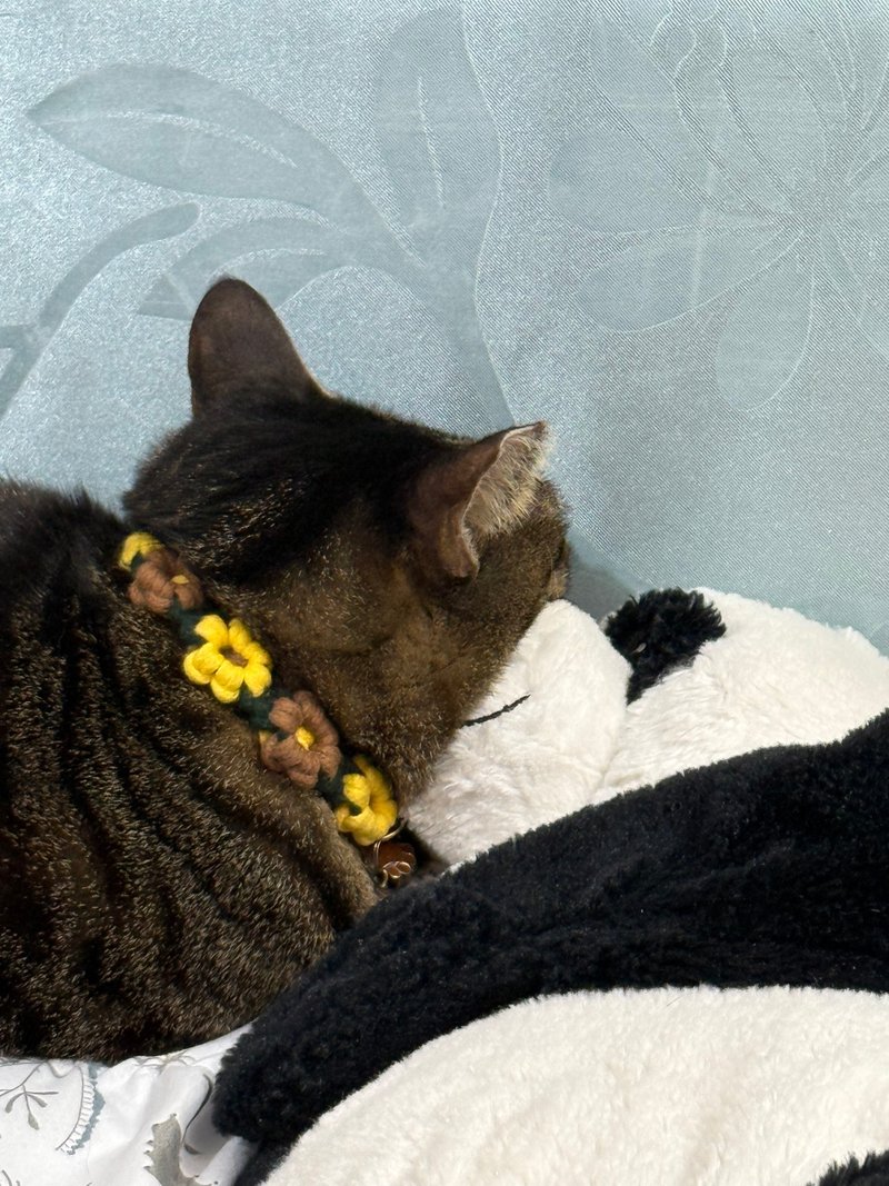 [Customer Order] Cat Safety Buckle Collar + Leather Name + Airtag Storage Bag with Upper and Lower Buckles - ปลอกคอ - ผ้าฝ้าย/ผ้าลินิน 