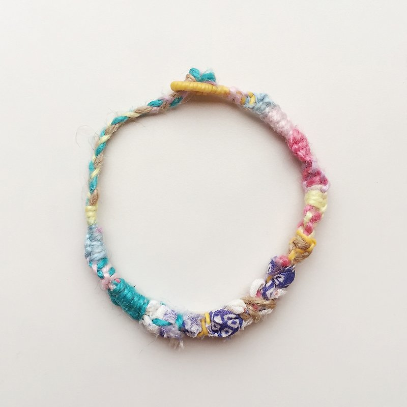 Koko Loves Dessert // weave stories bracelet - spring flowers - Bracelets - Other Materials Pink