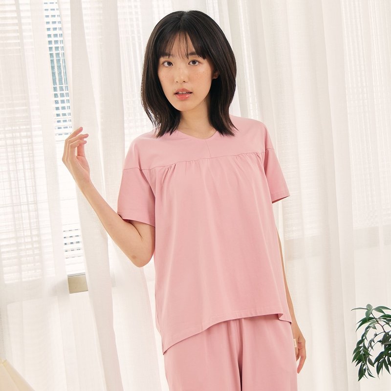 莫戴爾剪接設計柔軟舒適上衣-共3色 - 睡衣/居家服 - 棉．麻 多色