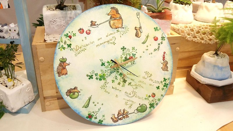 Playful hedgehog wall clock / clock - Clocks - Wood Green