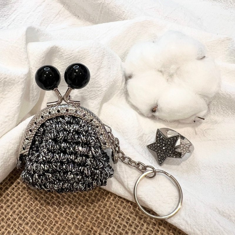 *[Specially Made] Black and Silver- Kiss Lock Bag Keychain Keychain/Coin Purse/Pendant/Exchange Gift - ที่ห้อยกุญแจ - วัสดุอื่นๆ 