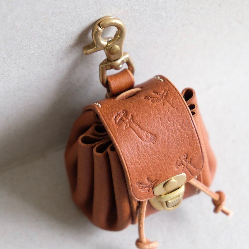Backpack-shaped leather loose paper bag - Coin Purses - Genuine Leather Orange