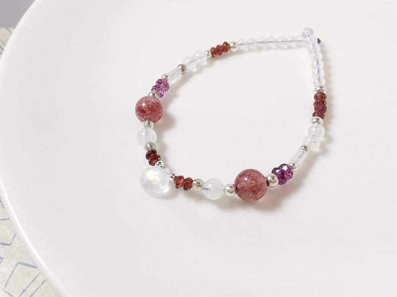 MH sterling silver natural stone custom series _ heart and soul _ moonstone - Bracelets - Semi-Precious Stones Red